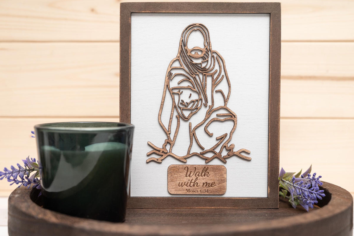 Rustic Jesus Line Art, Farmhouse Wooden Wall Decor, Religious Gift