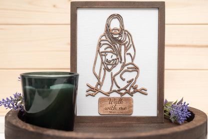 Rustic Jesus Line Art, Farmhouse Wooden Wall Decor, Religious Gift