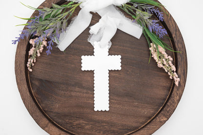 Personalized Easter Basket Cross – Engraved Wood & Acrylic Keepsake