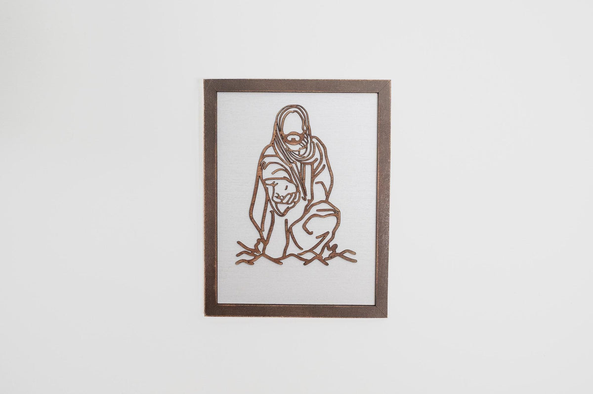 Rustic Jesus Line Art, Farmhouse Wooden Wall Decor, Religious Gift