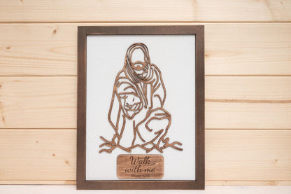 Rustic Jesus Line Art, Farmhouse Wooden Wall Decor, Religious Gift