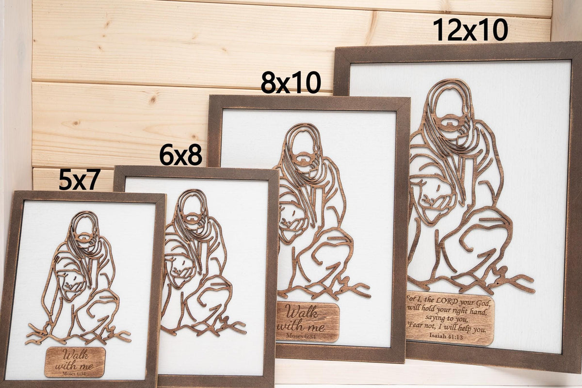Rustic Jesus Line Art, Farmhouse Wooden Wall Decor, Religious Gift