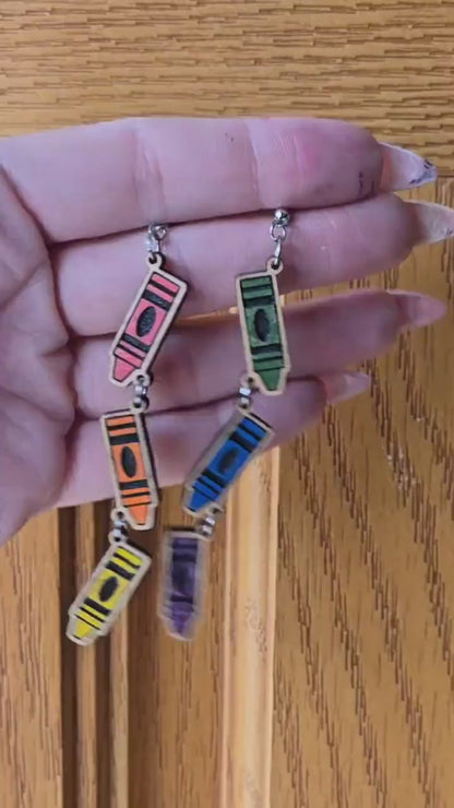 Crayon Dangle Earrings for Teachers