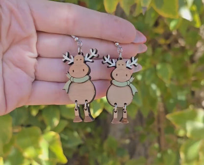 Moose Earrings - Christmas Moose Earrings - Christmas Dangle Earrings