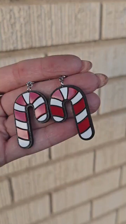 Candy Cane Earrings, Layered Earrings