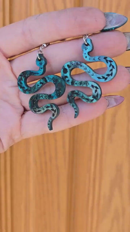 Snake Moon Phase Earrings: Celestial Serpent Jewelry