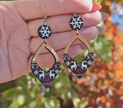 Christmas Reindeer Earrings - Fun Christmas Earrings - Holiday Winter Earrings